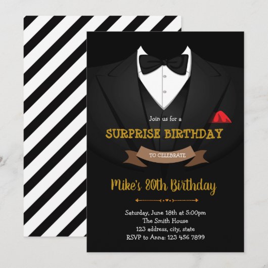 Anzug Geburtstagsfeier Einladung (Vorne/Hinten)