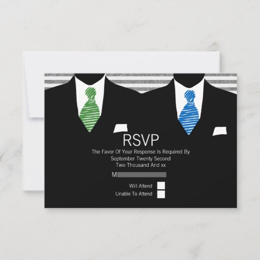 Anzug Green Blue Krawatte Gay Wedding RSVP V1 (Vorderseite)