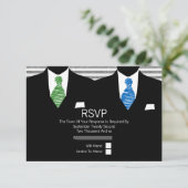 Anzug Green Blue Krawatte Gay Wedding RSVP V1 (Stehend Vorderseite)