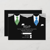 Anzug Green Blue Krawatte Gay Wedding RSVP V2 (Vorne/Hinten)