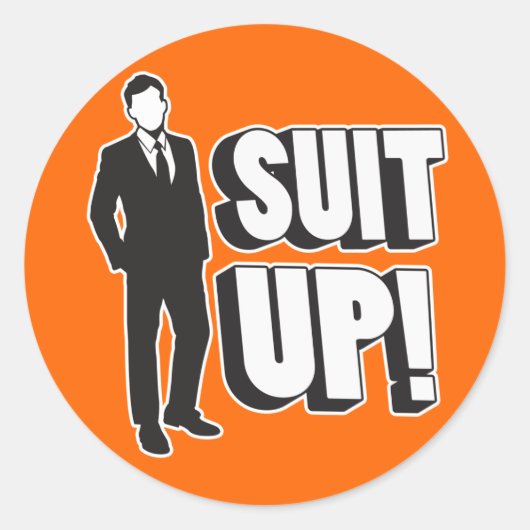 Anzug hoch! runder aufkleber (Vorderseite)