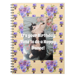 Anzug Katze Lustig Süß Blumenreich Lila Notizbuch Notizblock