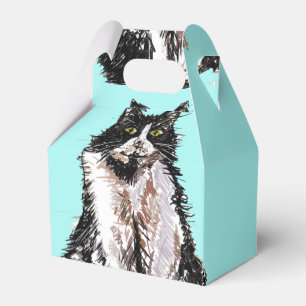 Anzug Katze Schwarz Weiß Katzen Geburtstag Türkis Geschenkschachtel