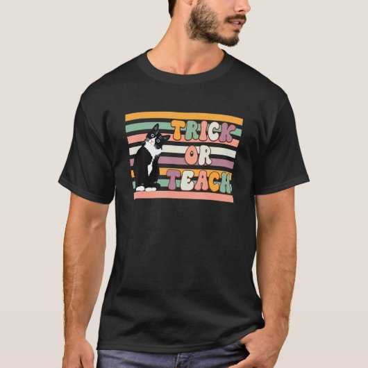 Anzug-Katzen-Lehrer Halloween Haustier Trick oder T-Shirt (Vorderseite)