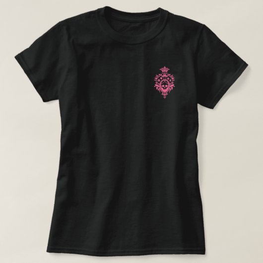 Anzug mit rosa Skull und rosa Karten Wappen T - Sh T-Shirt (Design vorne)