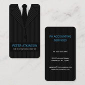 Anzug mit schwarzem und grauem Pinstripe Vertical Visitenkarte (Vorne/Hinten)