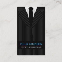 Anzug mit schwarzem und grauem Pinstripe Vertical Visitenkarte
