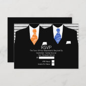 Anzug Orange Blue Krawatte Gay Wedding RSVP (Vorne/Hinten)