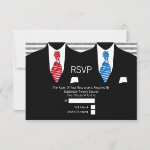 Anzug Red Blue Krawatte Gay Wedding RSVP