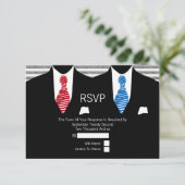 Anzug Red Blue Krawatte Gay Wedding RSVP (Stehend Vorderseite)