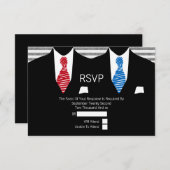 Anzug Red Blue Krawatte Gay Wedding RSVP (Vorne/Hinten)