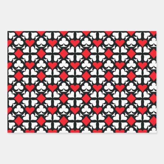 Anzug-Symbole rot, Aquamarin, schwarz und weiß - v Geschenkpapier Set (Vorderseite 2)