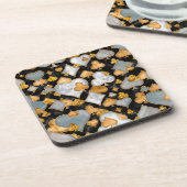 Anzug Symbole - Schwarz, Perl und Gold Getränkeuntersetzer (Linke Seite)