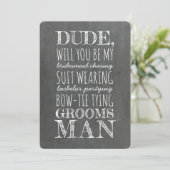 Anzug Trauzeuge Funny Vorschlag Einladung (Stehend Vorderseite)