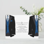 Anzug und Blue Krawatte Gay Wedding Ankündigung (Stehend Vorderseite)