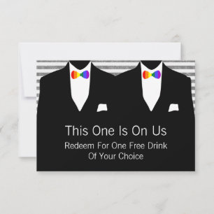 Anzug und Bow Krawatte Gay Wedding (Rainbow) Dankeskarte