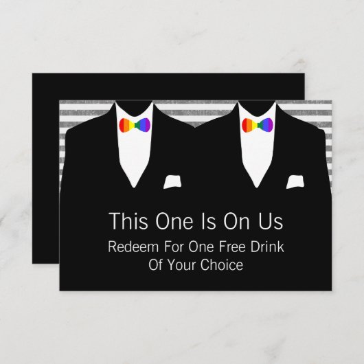 Anzug und Bow Krawatte Gay Wedding (Rainbow) Dankeskarte (Vorne/Hinten)