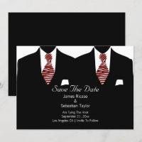 Anzug und Krawatte Gay Save the Date Hochzeit