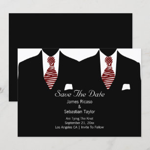 Anzug und Krawatte Gay Save the Date Hochzeit