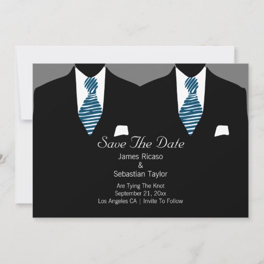 Anzug und Krawatte Gay Save the Date Hochzeit (Vorderseite)