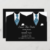 Anzug und Krawatte Gay Save the Date Hochzeit