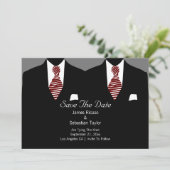 Anzug und Krawatte Gay Save the Date Hochzeit (Stehend Vorderseite)