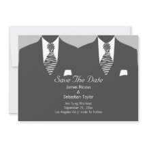 Anzug und Krawatte Gay Save the Date Hochzeit