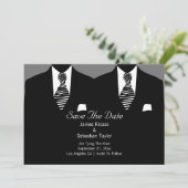 Anzug und Krawatte Gay Save the Date Hochzeit (Stehend Vorderseite)
