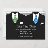 Anzug und Krawatte Gay Save the Date Hochzeit Magneteinladung (Vorderseite)