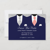 Anzug und Krawatte Gay Save the Date Hochzeitskora (Vorderseite)