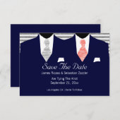 Anzug und Krawatte Gay Save the Date Hochzeitskora (Vorne/Hinten)