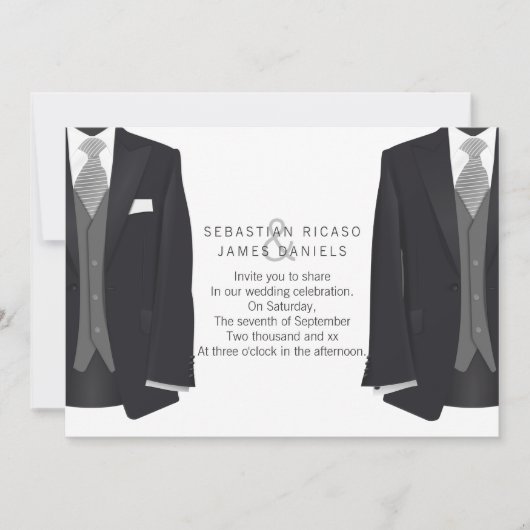 Anzug und Krawatte Gay Wedding Ankündigung (Vorderseite)