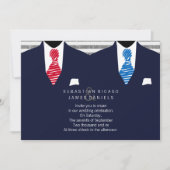Anzug und Krawatte Gay Wedding (Blue Red) Einladung (Vorderseite)