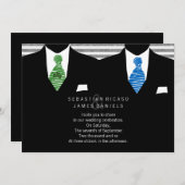 Anzug und Krawatte Gay Wedding Einladung (Vorne/Hinten)