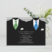 Anzug und Krawatte Gay Wedding Einladung (Stehend Vorderseite)