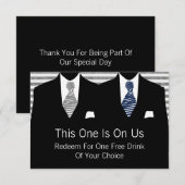 Anzug und Krawatte Gay Wedding (grau / blau) Dankeskarte (Vorne/Hinten)