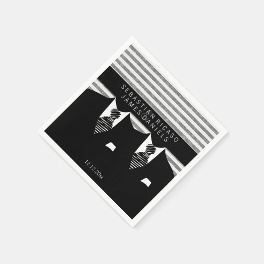 Anzug und Krawatte Gay Wedding Serviette (Ecke)