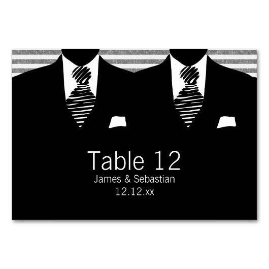 Anzug und Krawatte Gay Wedding Tischnummer (Vorderseite)