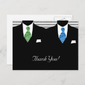 Anzug und Krawatte Gay Wedding Vielen Dank Postkarte (Vorne/Hinten)