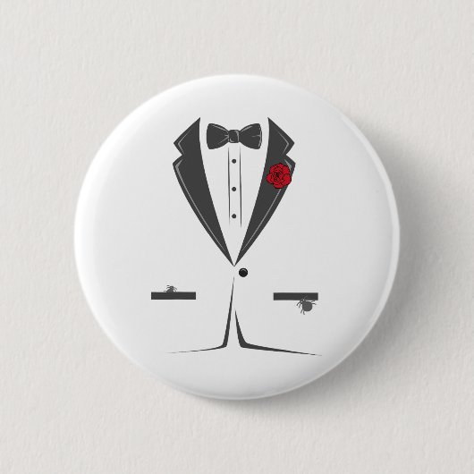 Anzug und Krawatte Tuxedo Bowtie Kostüm Easy Hallo Button (Vorderseite)