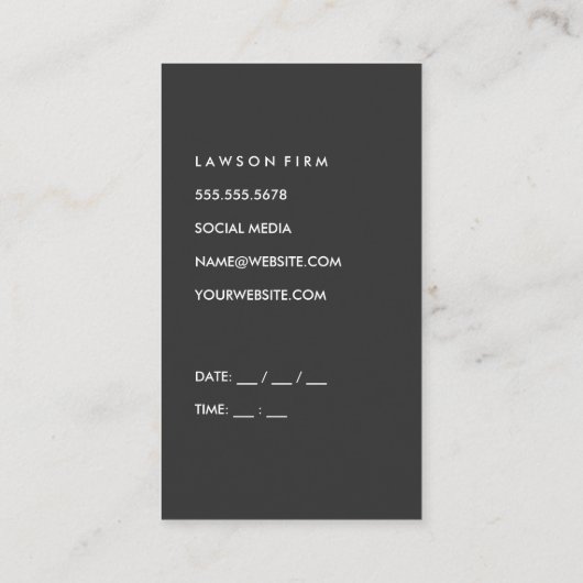 Anzug und Krawatte von Geschäftsleuten / Marmor Terminkarte (Rückseite)