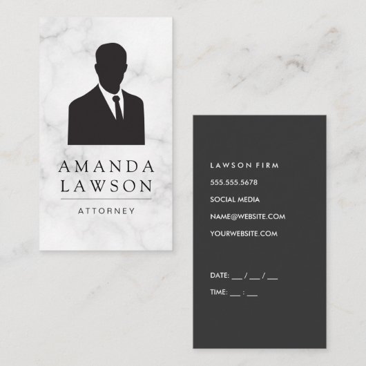 Anzug und Krawatte von Geschäftsleuten / Marmor Terminkarte (Vorne/Hinten)