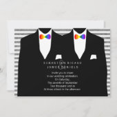 Anzug und Rainbow Bow Krawatte Gay Wedding Einladung (Vorderseite)