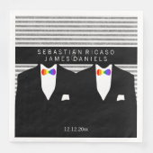 Anzug und Rainbow Bow Krawatte Gay Wedding Serviette (Vorderseite)
