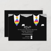 Anzug und Rainbow Krawatte Gay Wedding RSVP (Vorne/Hinten)