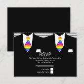 Anzug und Rainbow Krawatte Gay Wedding RSVP Karte (Vorne/Hinten)