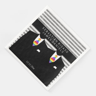 Anzug und Rainbow Krawatte Gay Wedding Serviette