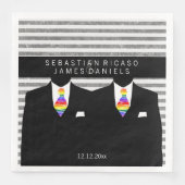 Anzug und Rainbow Krawatte Gay Wedding Serviette (Vorderseite)