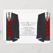 Anzug und Rote Krawatte Gay Wedding Ankündigung (Vorne/Hinten)