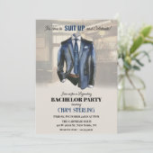 Anzug-Up Bachelor Party Einladung (Stehend Vorderseite)